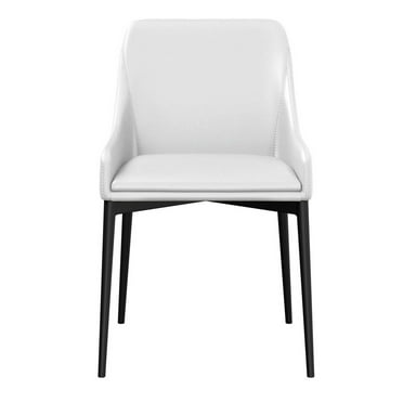 Benjara Zvi 21 Inch Cushioned Dining Chair, Set of 2, Sloped Arms, White, Black