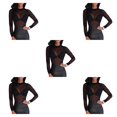 thumbnail image 3 of Qarigey Camiseta básica de mujer Camiseta de manga larga para mujer Cuello Tops Negro M Negro METRO 5piezas Qarigey CBP193547, 3 of 4