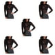 thumbnail image 2 of Camiseta básica para mujer Minnieouse Sexy de manga larga elástica cuello redondo Negro METRO 5piezas, 2 of 4