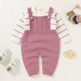 thumbnail image 3 of Mercatoo Newborn Baby Knitted Jumpsuit Overalls Striped Button Crotch Long Sleeve Rompe1 Sweater Infant Winter Warm Daily Onesi, 3 of 6