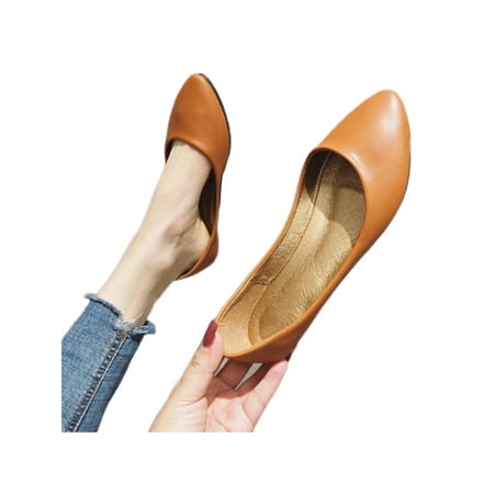 

Woobling Women s Flats Elegant Loafers Comfort Flat Shoes Walking Dress Shoe Casual Slip On Lightweight Brown 7.5
