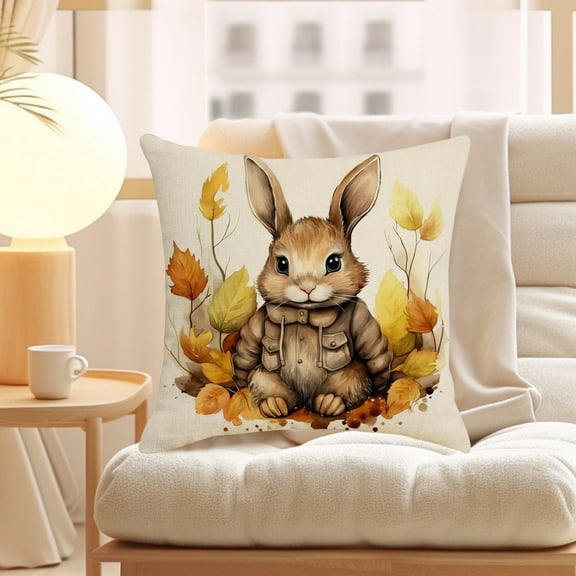 ESULOMP Easter Linen Printed Pillow Cover Holiday Pillow Cover Home Soft Decoration Sofa Cushion 18x18in