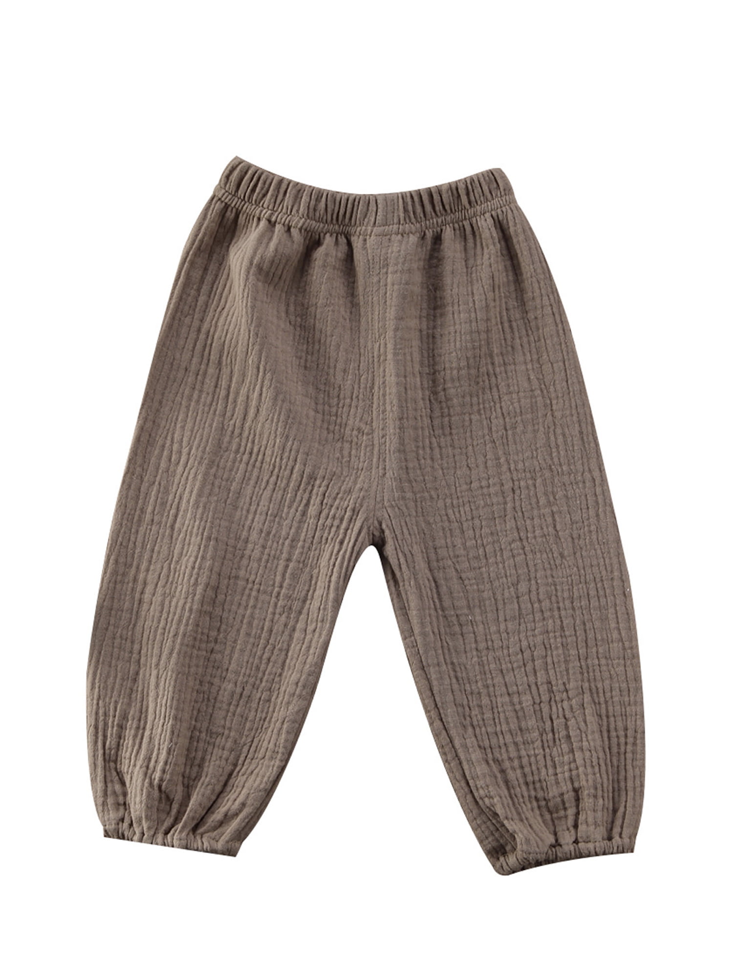 0-5T Kid Toddler Child Boy Girl Cotton Linen Pants Elastic Waist Harem Trousers 