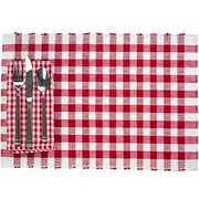 Mainstays Gingham Placemat & Napkin Set, Red and White