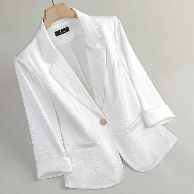 Amzcrzy Blazers pour Femmes Mode pour Femmes Décontracté Couleur Unie Poche Col Rabattu Blouse à Manches 3/4 Blazer Vestes pour Femmes Hauts à Manches Longues pour Femmes Veste pour Femmes Vêtements pour Femmes
