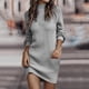 thumbnail image 4 of Gibobby Vestidos de suéter anchos Otoño Invierno manga larga cuello Color sólido Casual suéter vestido suéter vestido(Gris,M), 4 of 5