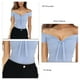 thumbnail image 3 of Blusa de verano para mujer con hombros descubiertos y manga corta, color puro, con lazo en la parte delantera, ajustada, 3 of 5