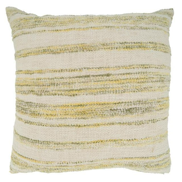 Saro 856.Y22SD 22 in. Striped Woven Square Throw Pillow with Down Filling, Yellow