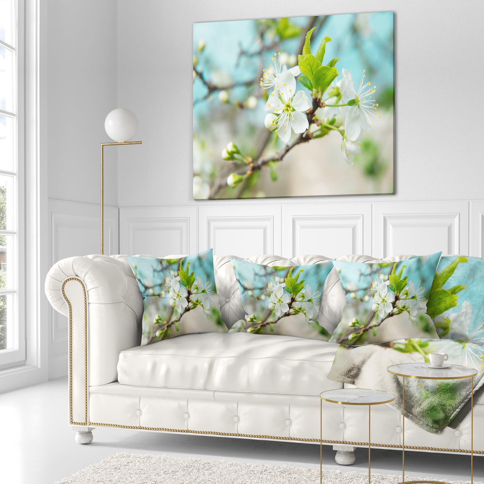 Designart Beautiful Cherry Blossom n Spring - Floral Throw Pillow - 16x16