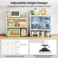 thumbnail image 3 of Expandable Microwave Stand, Heavy Duty 3-Tier Adjustable Microwave Oven Rack with 8 Hooks & 2 Holders, Space-saving Kitchen Counter Shelf for kitchen organizers and storage, 200lbs Capacity, White, 3 of 18
