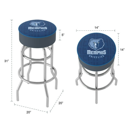 Memphis Grizzlies NBA City Padded Swivel Bar Stool - Memphis Midnight Blue, Smoke Blue