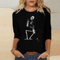 thumbnail image 2 of Moda mujer camiseta estampada de longitud media 3/4 mangas blusa cuello redondo casual tops Fridja  fjkfkj434, 2 of 5
