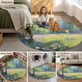 thumbnail image 6 of Spring Daisy Flowers Round Area Rugs Collection 4', Green Tree Leaves Forest Natural Scenery Non Slip Indoor Circular Throw Runner Rug Floor Mat Carpet for Living Room Dining Table Bedroom Nursery, 6 of 9