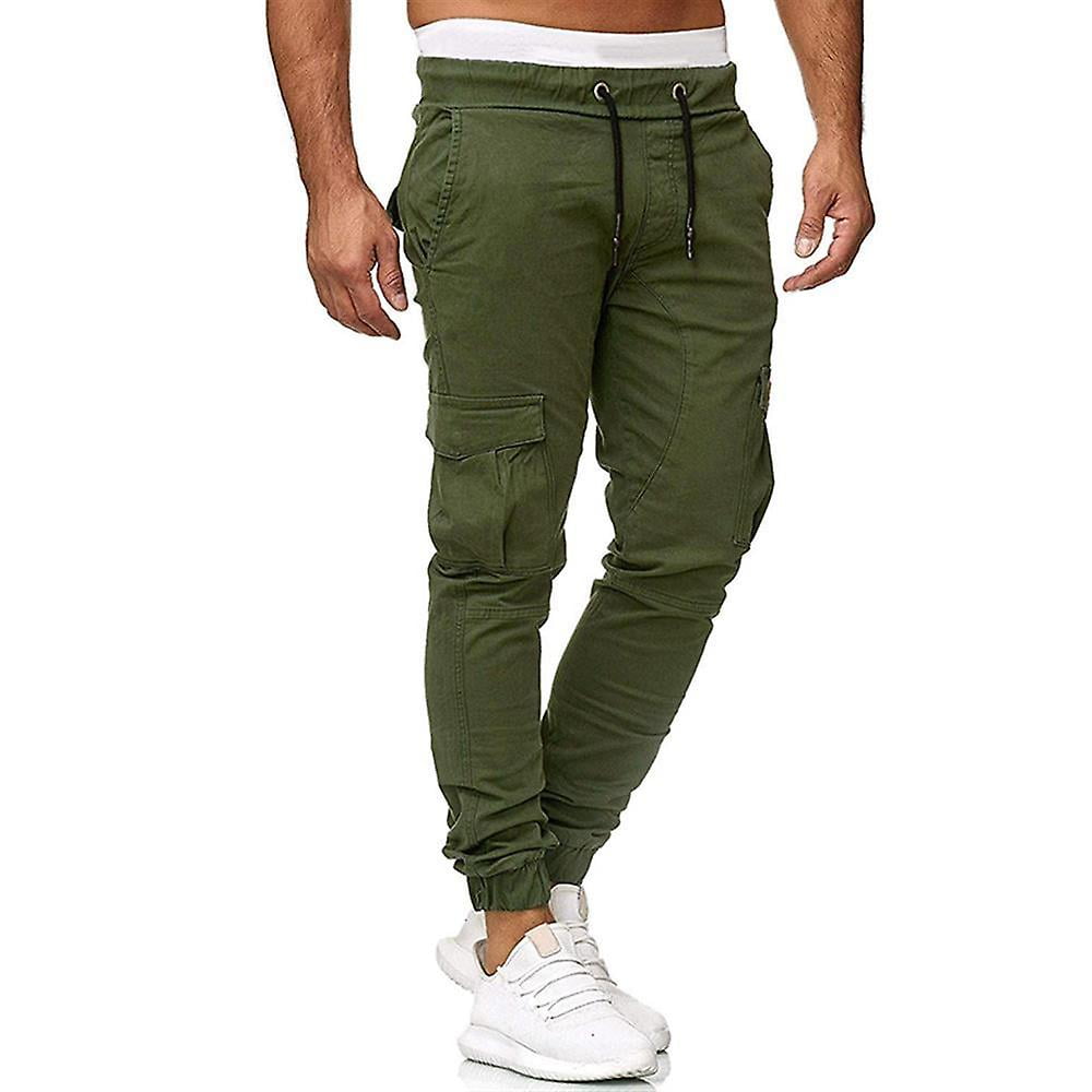 Men Elastic Waist Cargo Combat Pants Summer Multi Pockets Casual Trousers   Fruugo IN