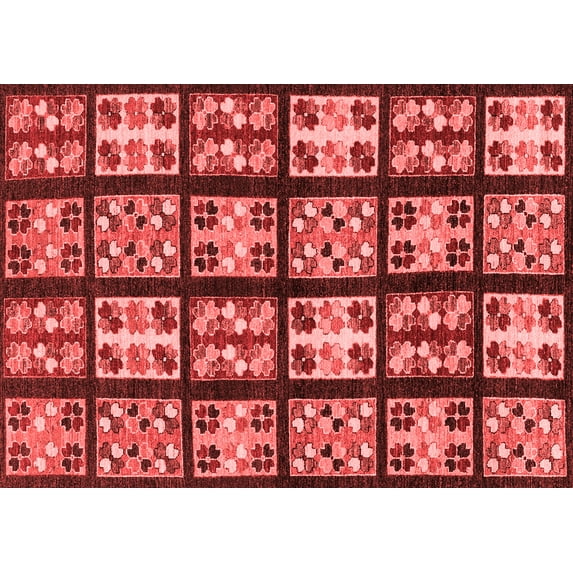 Ahgly Company Machine Washable Indoor Rectangle Abstract Red Modern Area Rugs, 2' x 5'