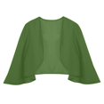 thumbnail image 6 of Vinsonshop 3/4 Sleeve Sheer Shrugs for Women Chiffon Bolero Open Front Lightweight Cropped Cardigan Top Green M, 6 of 6