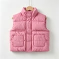 thumbnail image 3 of Ixbnca Kids Puffer Vest Full Zipper Sleeveless Winter Waistcoat Warm Solid Color Stand Neck Pockets Outerwear, 3 of 5