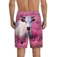 thumbnail image 2 of Balery Flower Field Cow Men's Cotton Knit Pajama Shorts Waistband & Pockets,Short Pajama Pants-Medium, 2 of 8