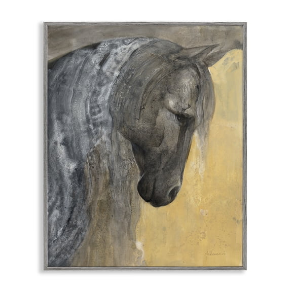 Stupell Industries Cottage Abstract Grey Horse Portrait Gray Framed Giclee Art, 16 x 20, by Albena Hristova