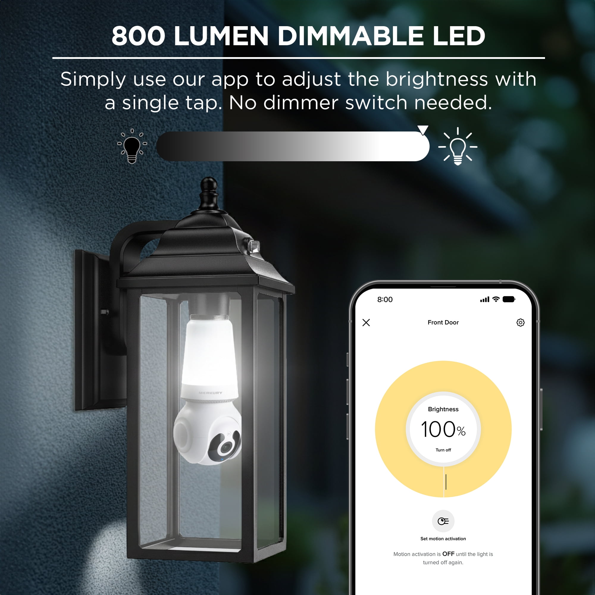 Merkury Smart 2K Light Bulb Security Camera, 360° Pan Tilt, 4MP HD Video, Night Vision, Motion Alerts, WiFi Smart Camera with LED Light