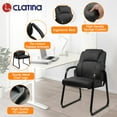 thumbnail image 4 of CLATINA Leather Guest Chair with Padded Arm Rest for Reception Meeting Conference and Waiting Room Side Office Home Black with Sled Base 2 Pack, 4 of 10