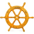 thumbnail image 4 of Wooden Ship Wheel (Gola Pendi) - (30 Inches, Antique Brown), 4 of 5