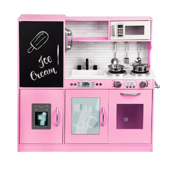 Kids House Cocina Urban Pink Kitchen: Encantadora Cocina de Juguete de Madera para Niñas, Fomenta la Creatividad y el Aprendizaje a Través del Juego Imaginativo