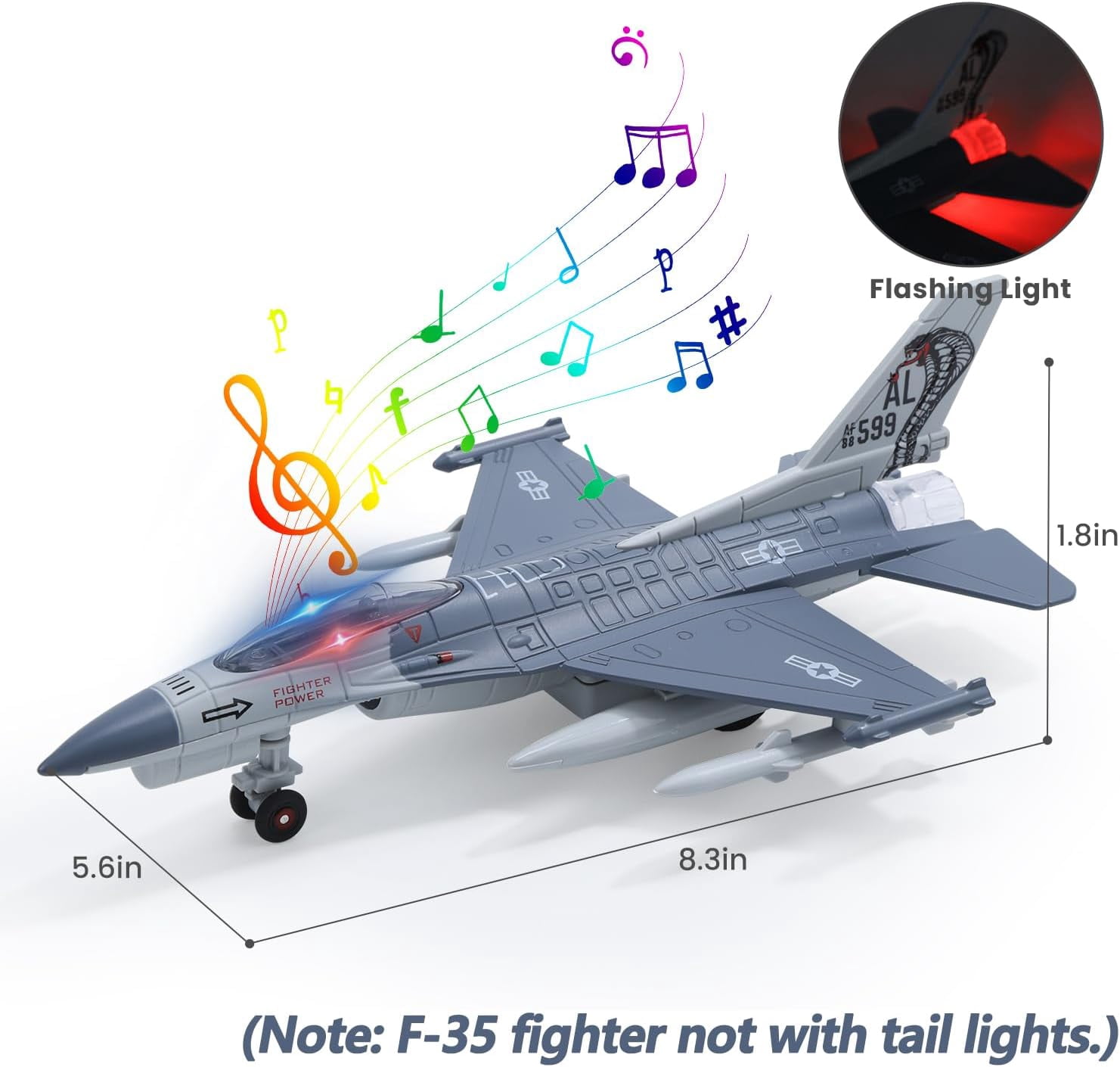 Top-kevin 2PCS Metal Fighter Army Toy Airplane Model with Sound and Light, Pull Back Alloy Plane Military Toy Diecast Jet Toy For Birthday Gift for Toddler Boys and Girls