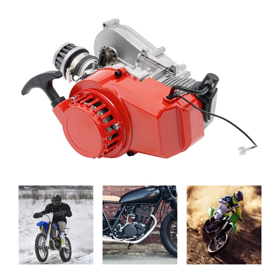 49cc 2 Stroke Racing Engine Motor, Gasoline Engine Single Cylinder Pull Rope Start Motor for Dirt Bike Pocket Bike ATV Scooters, Pocket Bike Engine Kits