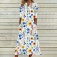 thumbnail image 1 of Staron Robe d'Été pour Femme Sans Manches Grande Taille Ample Bohème à Imprimé Floral Longue Robe à Col en V Fluide Évasée Printemps Vacances Plage Robes TG, 1 of 5
