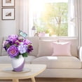 thumbnail image 5 of Mainstays Artificial Silk Rose and Hydrangea Mixed Flower Bush, Purple, 16 in, Indoor Use, 5 of 8
