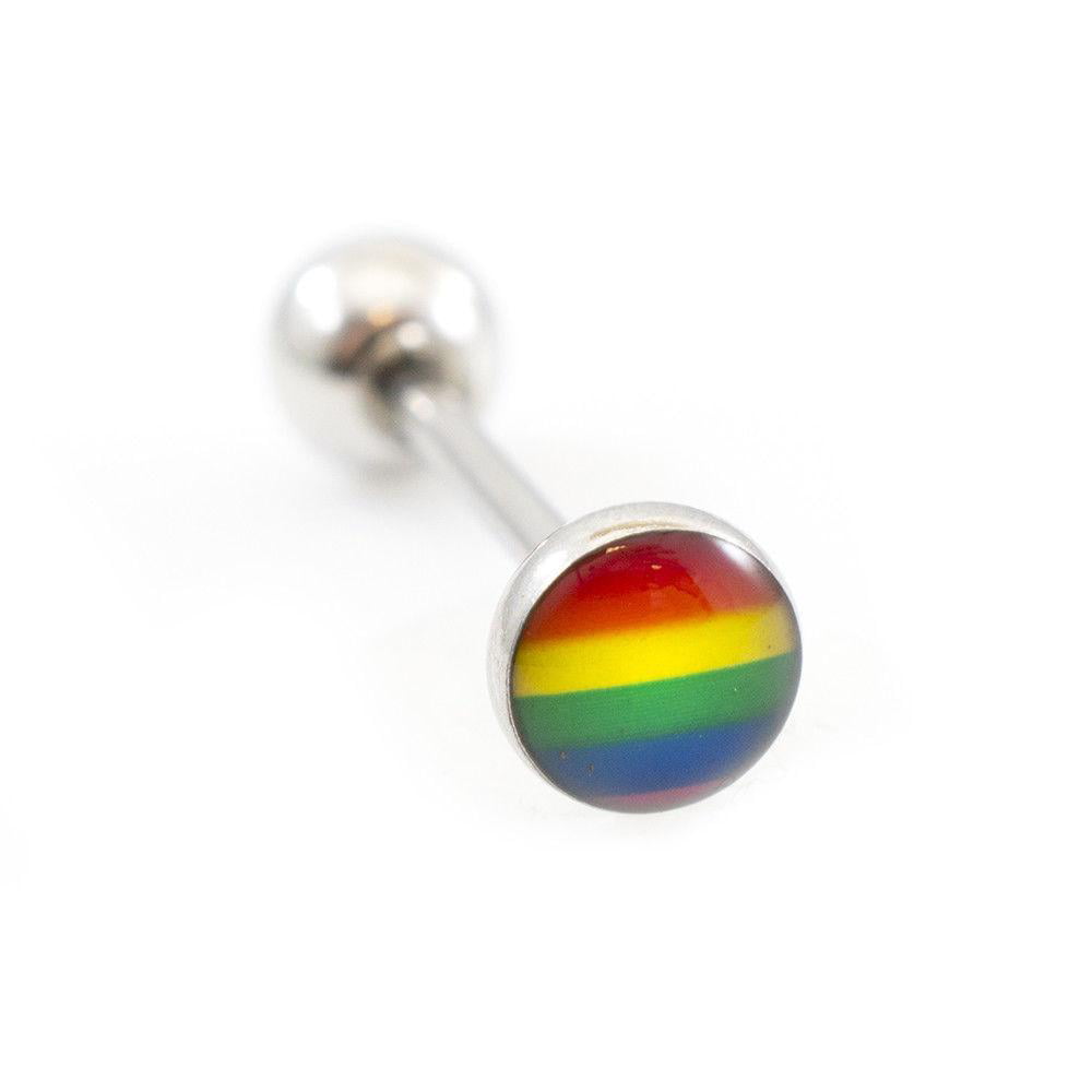 Gay Pride Rainbow White Acrylic Tongue Barbell ring Body Piercing  2 pieces New