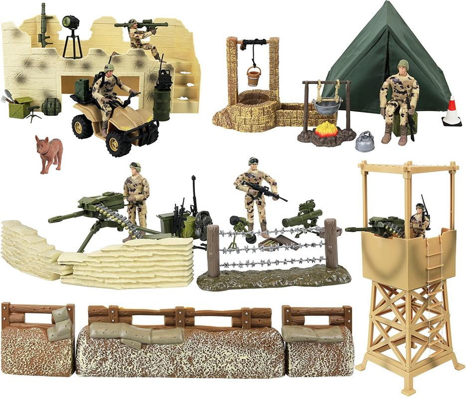 Click N' Play Military Campsite 35 Piece Play Set with Accessories 