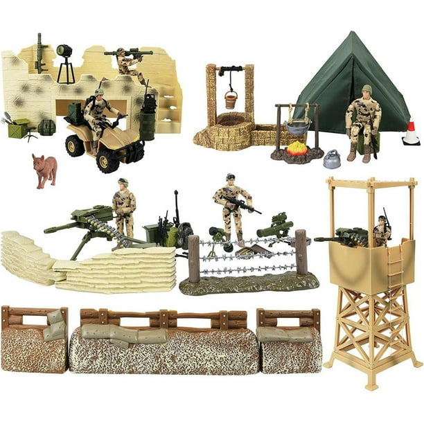 Click N Play Military Checkpoint 60 Piece Play Set With Accessories Walmart Com Walmart Com