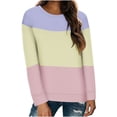 thumbnail image 2 of Timegard Women's Sweatshirt Crew Neck Long Sleeve Color Block Pullover Fall Winter Casual Tunic Tops, 2 of 4