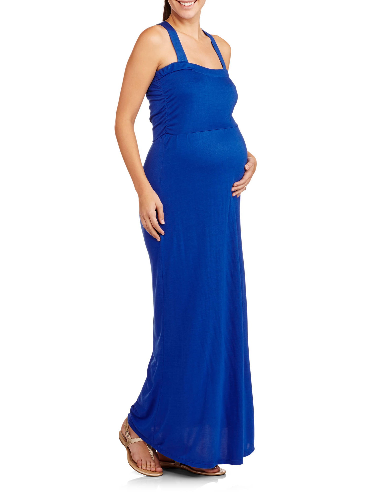 Maternity Empire Waist 2-in-1 Halter/Strapless Maxi Dress - Walmart.com ...