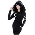 thumbnail image 2 of ICHUANYI Clearance Women Loose Gothic Punk Long Sleeve Hooded Black Cardigan Zipper Jacket Coat(Black, XXL) ICHUANYI WER2023081107057, 2 of 9