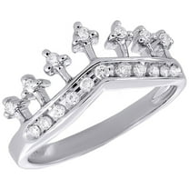 10K White Gold Round Diamond Ring Channel Set Fashion Curved Crown Band 0.20 Ct.