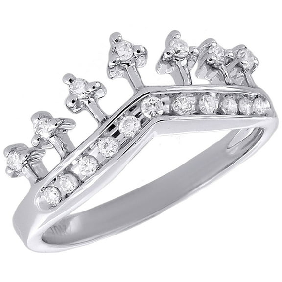 10K White Gold Round Diamond Ring Channel Set Fashion Curved Crown Band 0.20 Ct.