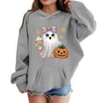 thumbnail image 2 of ZHOGXU Kids Halloween Boys Girls Hoodies With Pocket Long Sleeve Ghost Pumpkin Print Fashion Comfortable Sweatshirt For Casual Daily Wear Grey 7-8 Years, 2 of 4