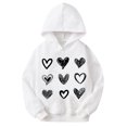 thumbnail image 2 of SGFCWSX Girls Long Sleeve Sweatshirt Kids Lightweight Hoodie Heart Print Fall Pullover Top White Size 8 Years, 2 of 3