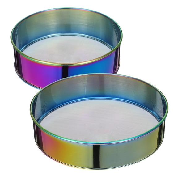 ELAYARD 2Pcs Round Stainless Steel Flour Sifter Pan for Baking and Kitchen Use