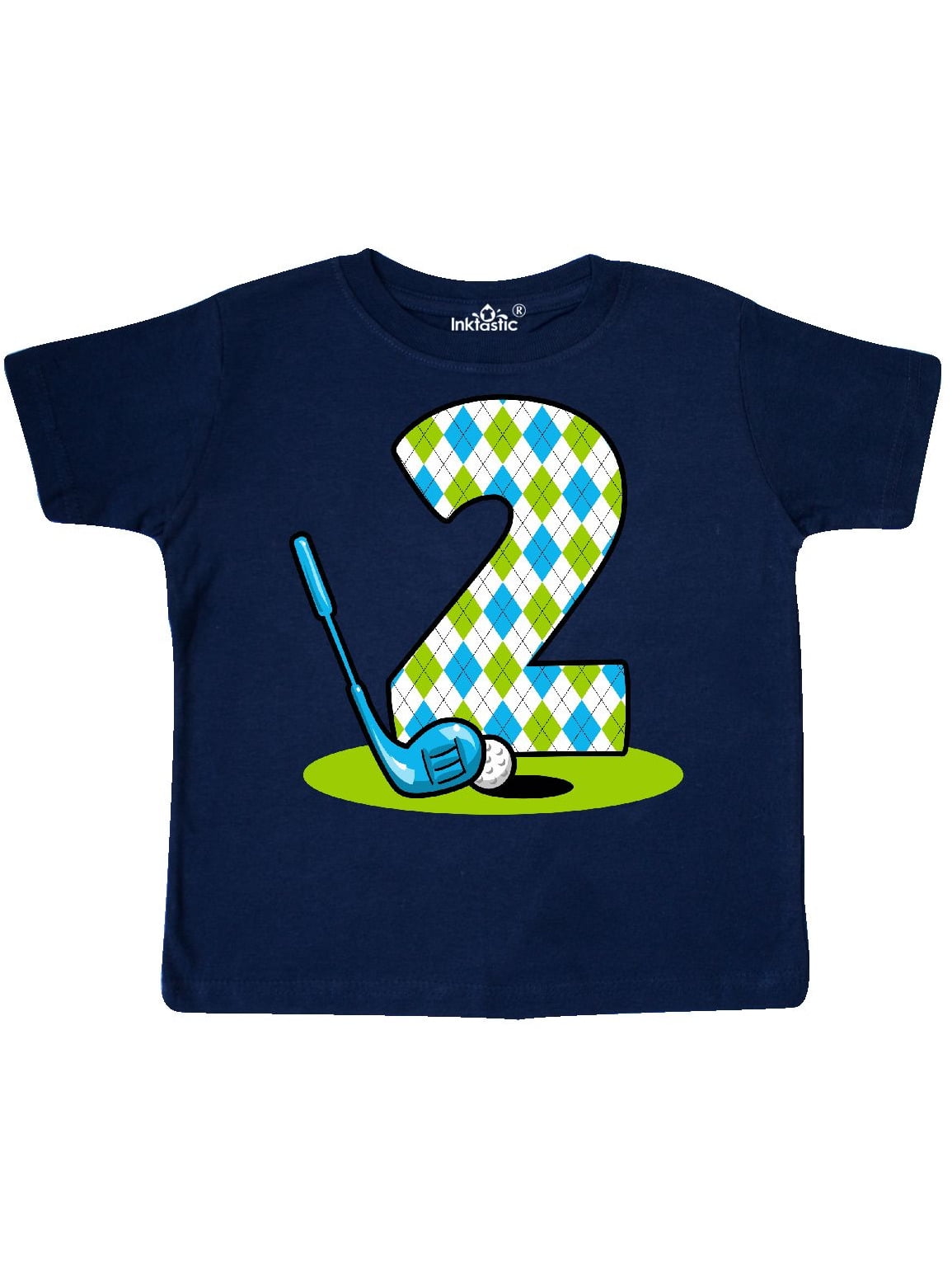 INKtastic Argyle Golf 2nd Birthday Toddler TShirt