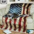 thumbnail image 3 of Lotusprinthandmade Patriotic America Flag Eagle Fleece Blanket 2 Sizes (Made in US) (60"x50"), America Flag And Eagle Throw, Majestic Eagle And Flag Blanket, 3 of 6