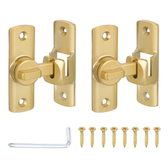 Uxcell 2 Pcs Barn Door Lock, 90/280 Degree Security Flip Sliding Door Latch, Gold