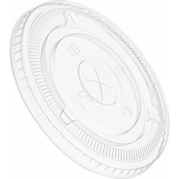 [BULK] PET Plastic Cups For Cold Drinks and Lids With Straw Slots - All Sizes (Flat Lids for 12oz [1000/Case])