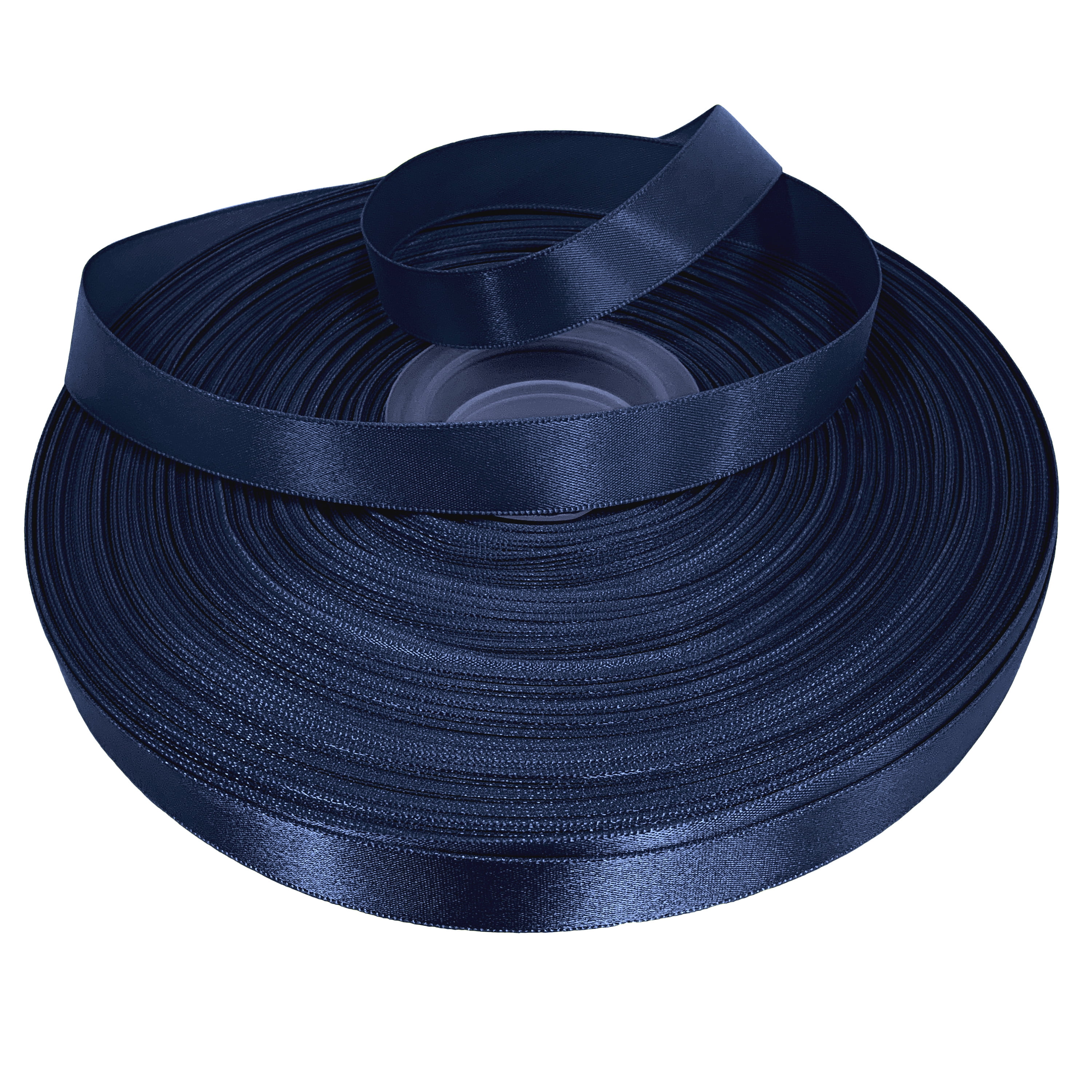 Navy Blue Double Sided Satin Ribbon Full Roll 25m 6 / 12 Mm Dark