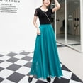 thumbnail image 4 of UJNDER Summer Women's Solid Color Chiffon Skirt High Waist Long Comfortable Maxi Skirt Green L, 4 of 8