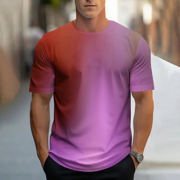 breaise Men's Tie Dye Shirts Trendy Short Sleeve Round Neck T Shirt Running Workout Shirt Casual Loose Muscle Tee Shirt 2025 Purple M Clearance sale