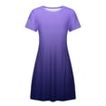 thumbnail image 4 of TAGOLD Womens Summer Dress Clearance,Plus Size Casual Dress for Womens,Women's Summer Gradient Color Double Pocket Short Sleeve Round Neck T-shirt Dress, 4 of 5